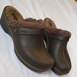 Crocs Brown Lined Clogs